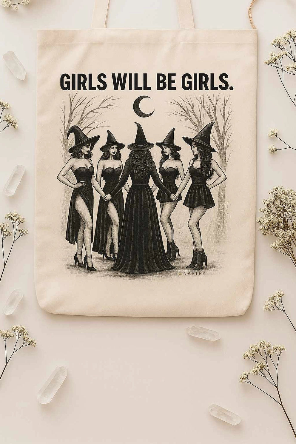 Girls Will Be Girls Modern Witch Tote Bag