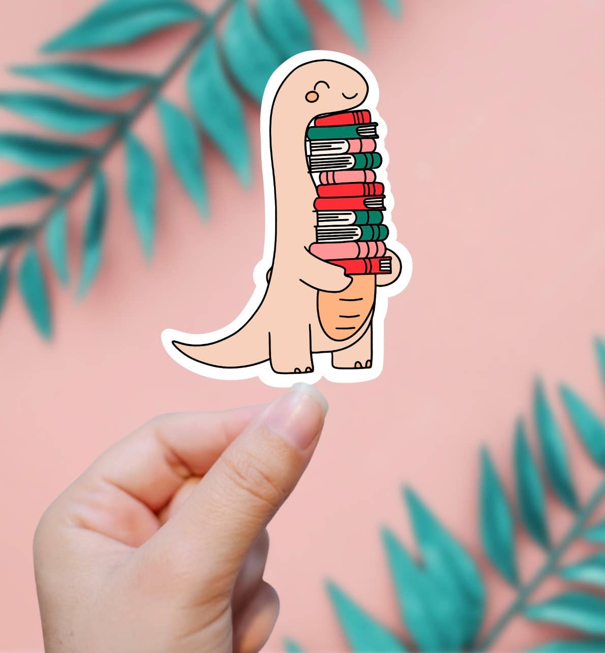 Dinosaur With Books Sticker