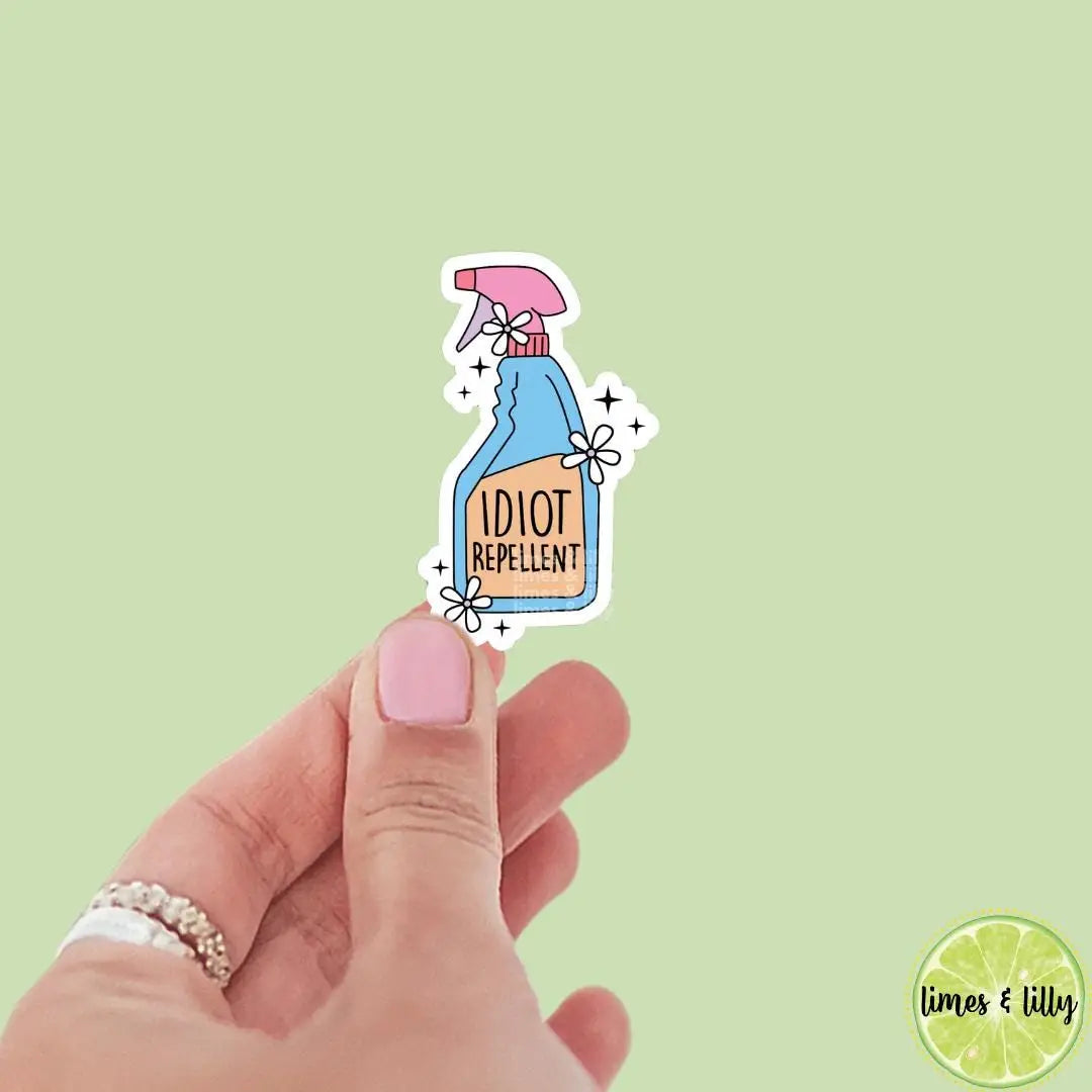 Idiot Repellent Blue Spray Bottle Vinyl Sticker