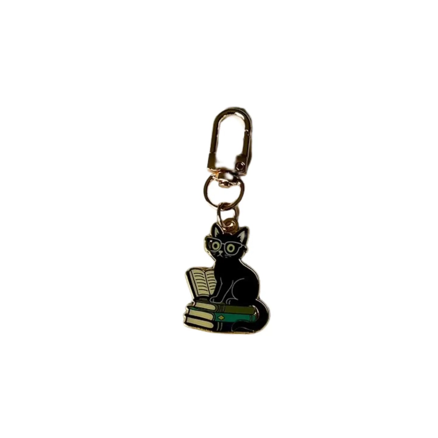Black Cat Keychain, Halloween Charm, Gift for Book Lovers an