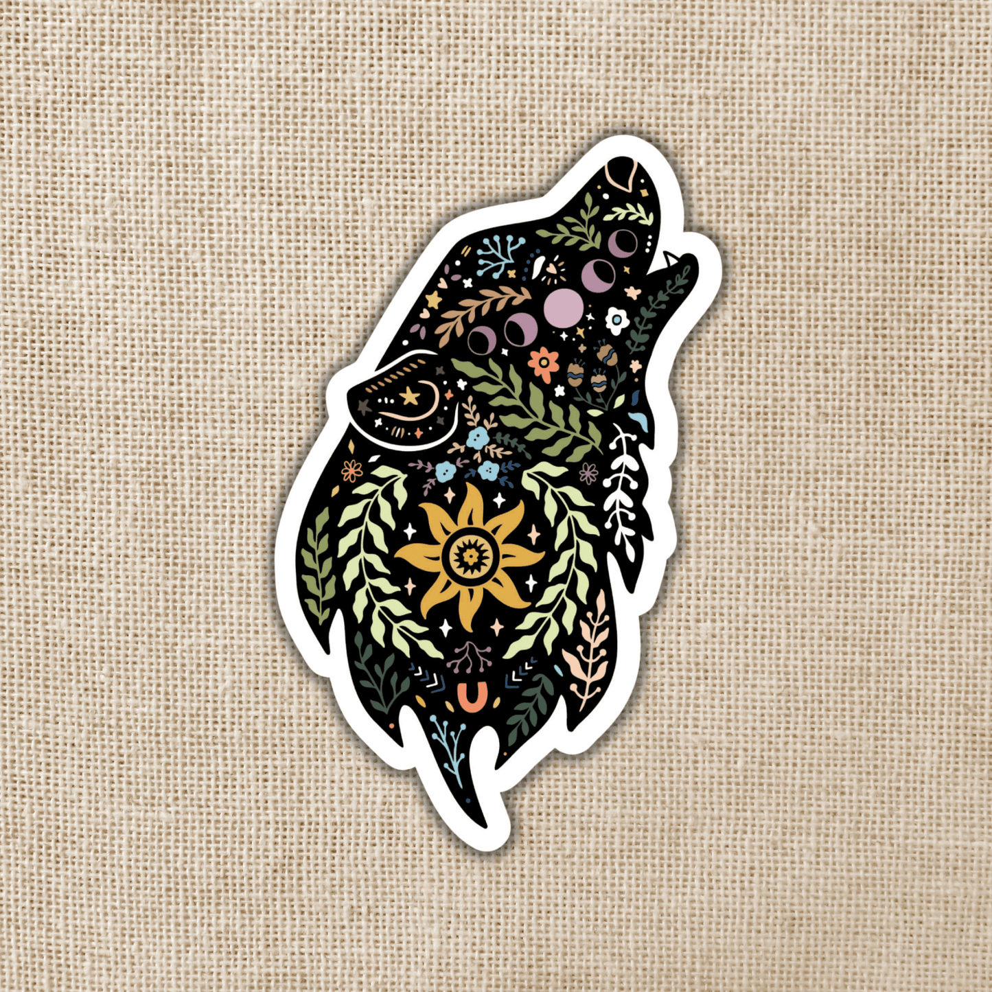 Magical Boho Howling Wolf Sticker