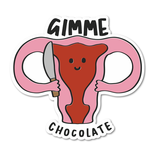 Gimme Chocolate Stabby Uterus Vinyl Sticker