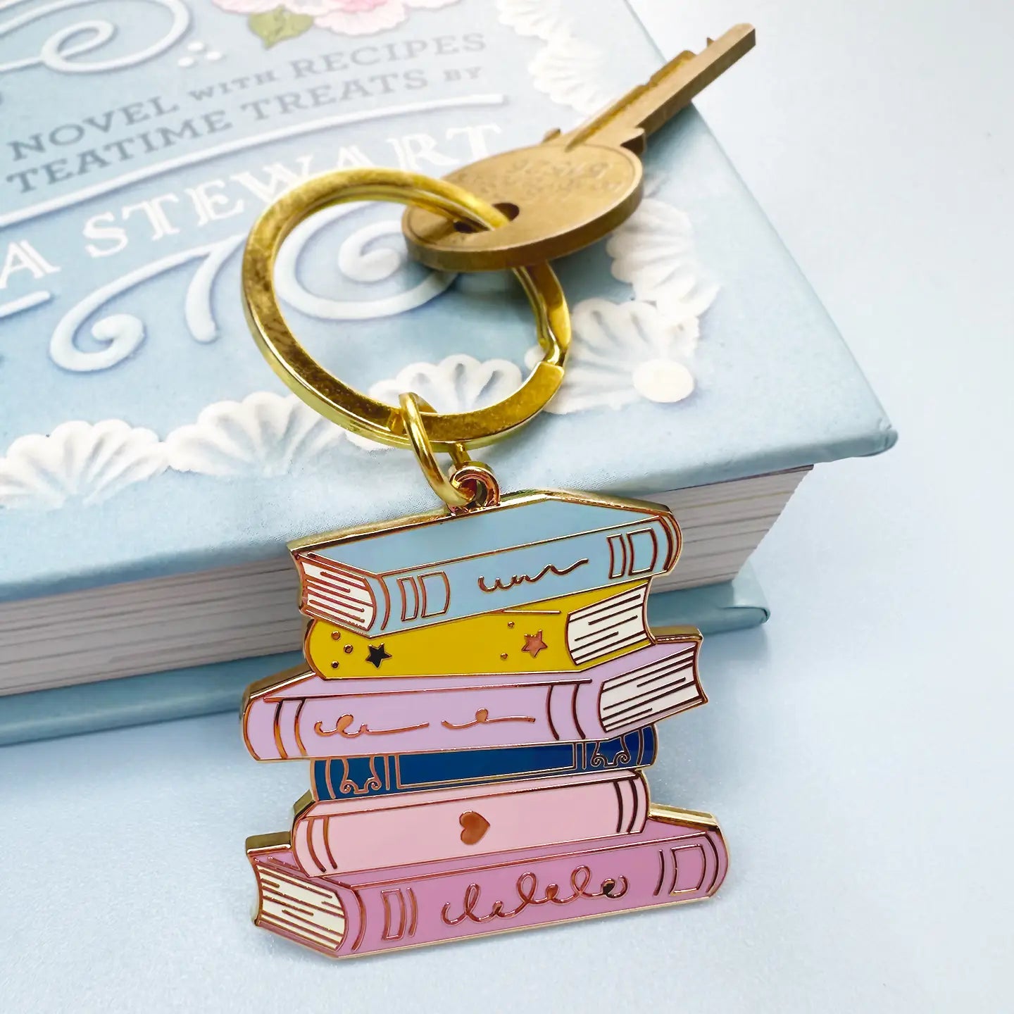 Book Lovers Gold Enamel Keychain