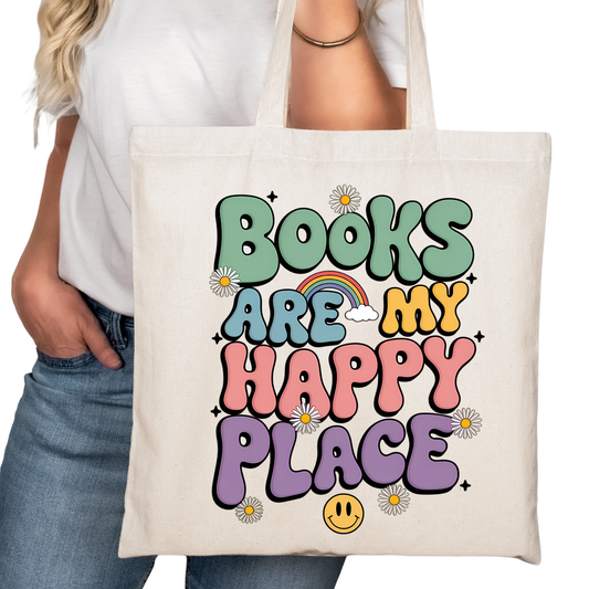 Books are My Happy Place Bookish Tote Bag
