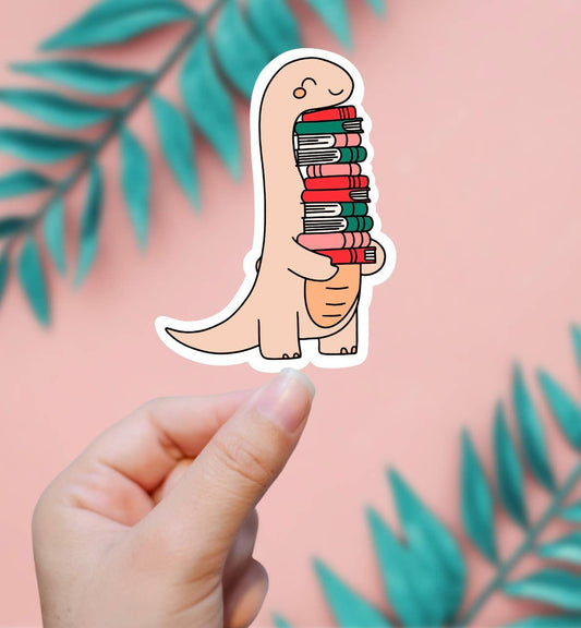 Dinosaur With Books Sticker