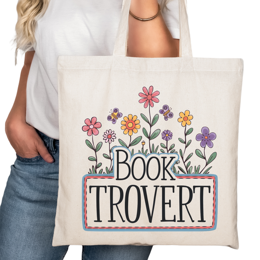 BookTrovert Book Trovert Floral Bookish Tote Bag